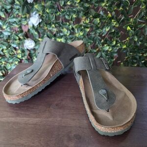 Birkenstock Vegan Sandals Green Faux Leather Men's Size 44 US 11 New